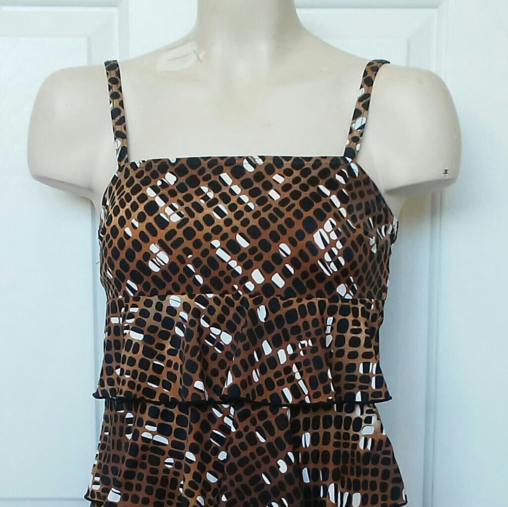 A Shore Fit Women's Ruffled Layered Tankini Top